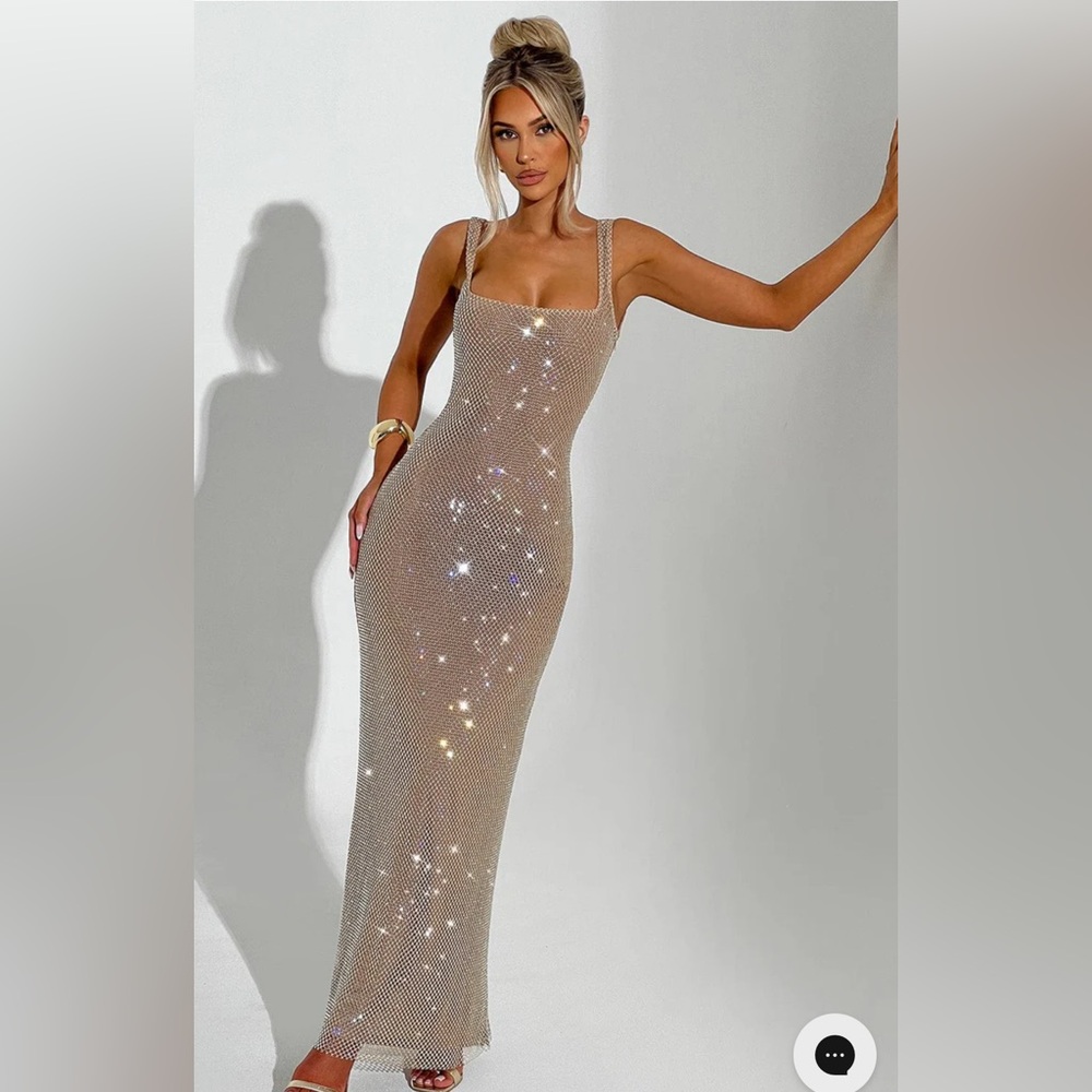 New Rhinestone Babyboo Petra Maxi Dress